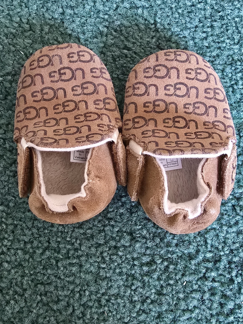 UGG Toddler Tan/Brown Logo Slip-On Moccasins